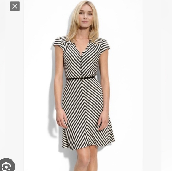 kate spade Dresses & Skirts - NWOT Kate Spade Black and White Striped Women's Dress With Belt Easter Sz 4 Sm